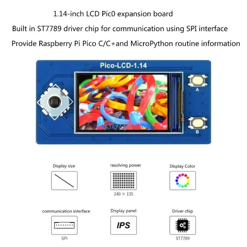 

E65E 1.14inch LCD Display Modules 240x135 Pixels IPS Screen 65K RGB Colors ST7789 Driver 4-Wire SPI with Buttons