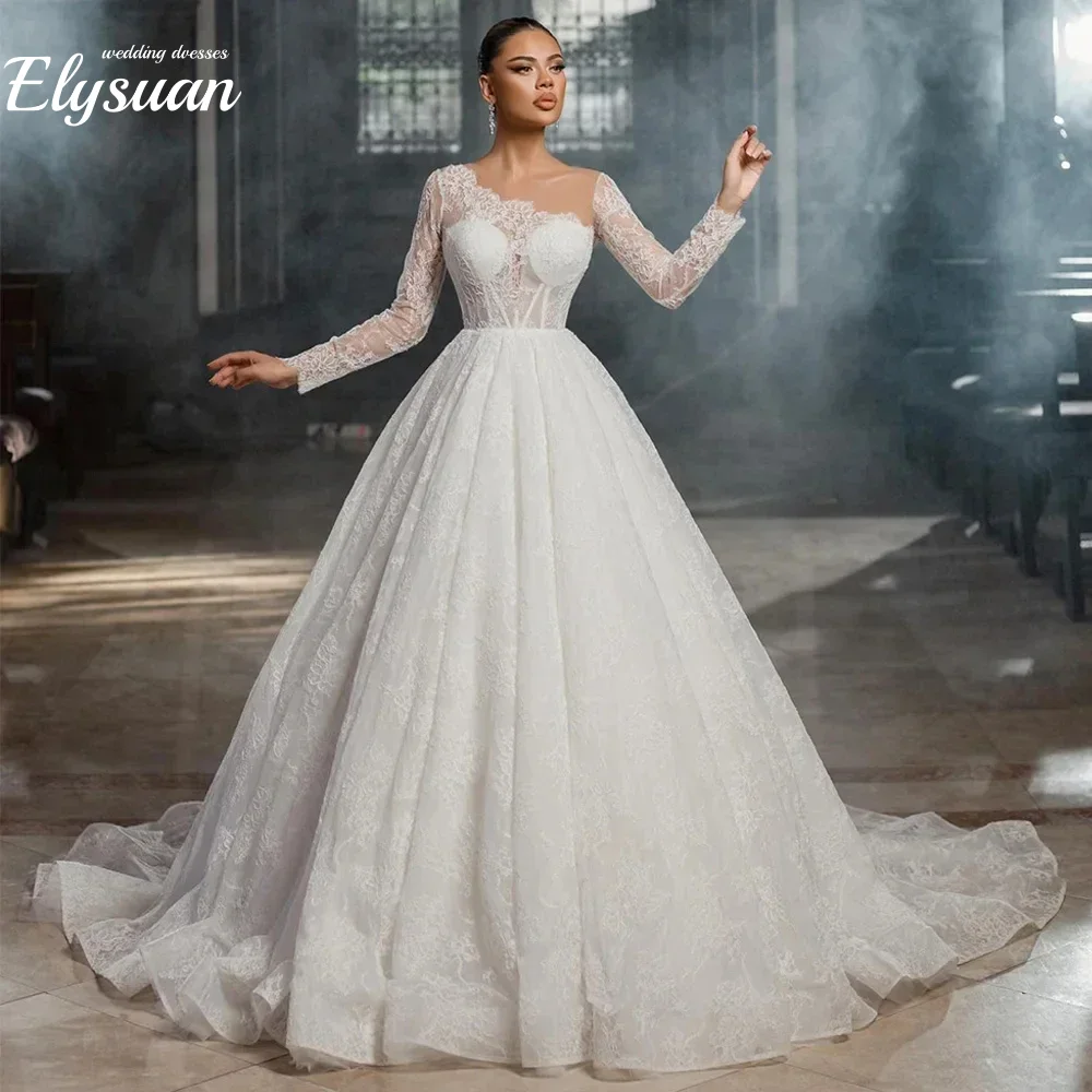 Элегантное бальное платье по индивидуальному заказу, классическое кружевное свадебное платье с длинными рукавами, платье принцессы невесты, Vestido De Novia