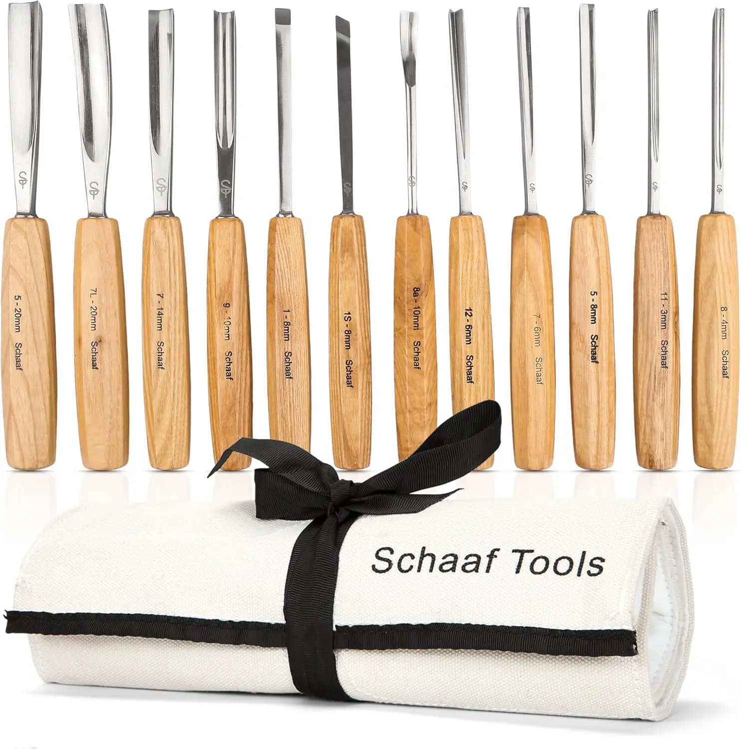 

Schaaf Wood Carving Tools Set of 12 Chisels Canvas Case Wood Carving Chisels Woodworking Working Tools Accessories Steel Blades