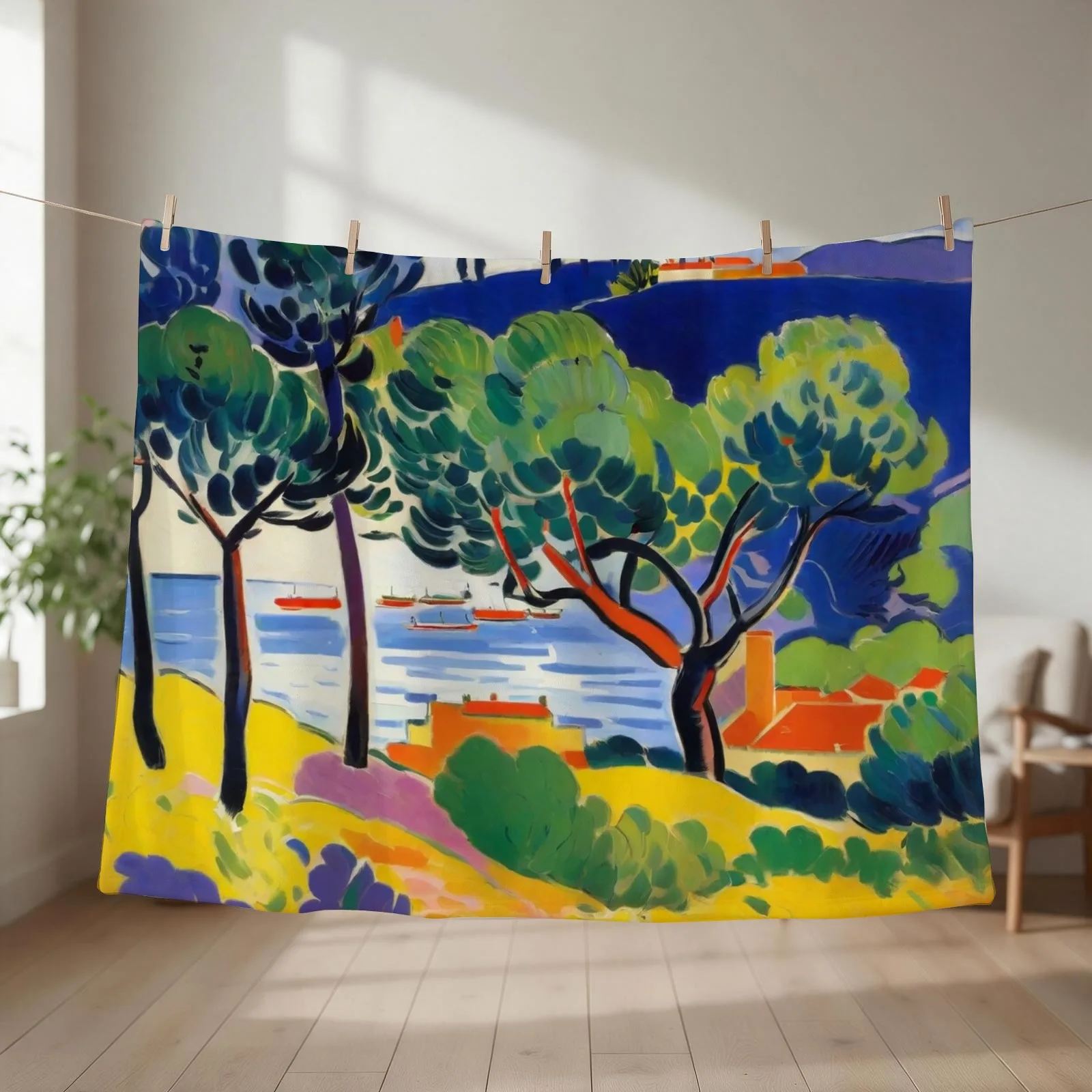 Vibrant Impressions Matisse Landscape Elegance Throw Blanket Retros Stuffeds for babies Luxury Brand Blankets