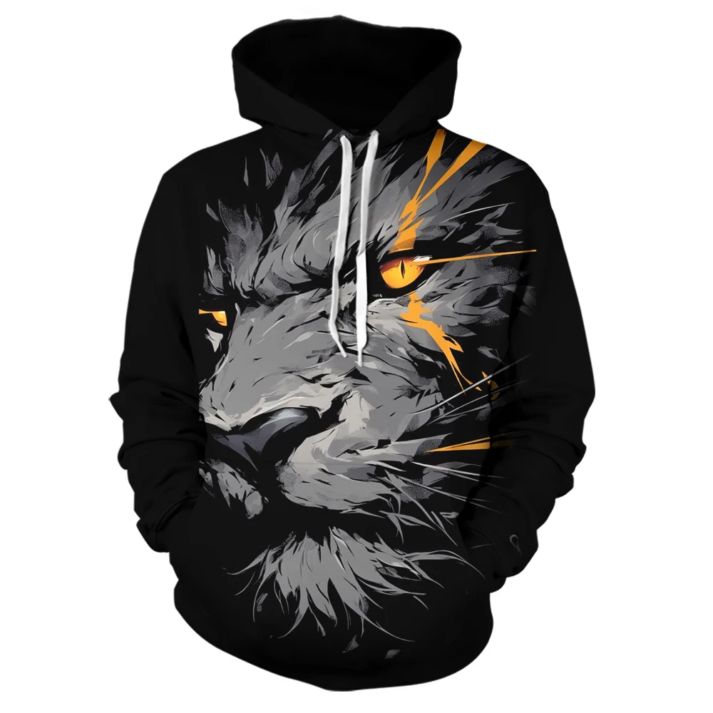 

3D Print Lion Graphic Hoodies For Men Spring Autumn Pullover Sweatshirt Tops Casual Oversized Loose Men Sweatshirts Streetwear