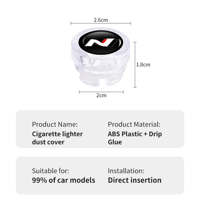Pulsante accendisigari per auto tappo di ricambio coperchio antipolvere per Hyundai N Line Performance IX35 I30 Sonata Elantra Veloster Kona