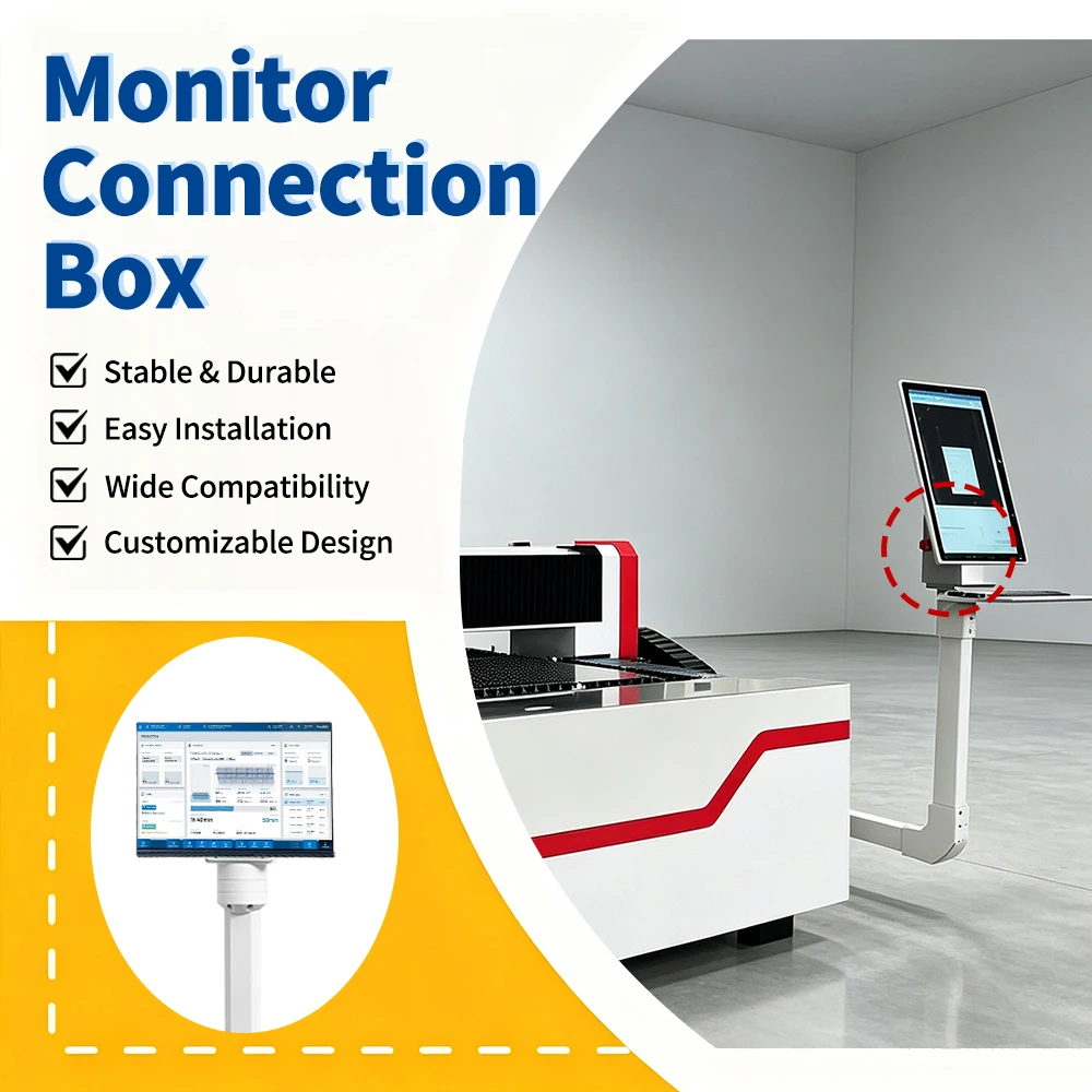 The industrial monitor bracket can be rotated from 0 to 320 degrees and can be mounted on the wall from the side