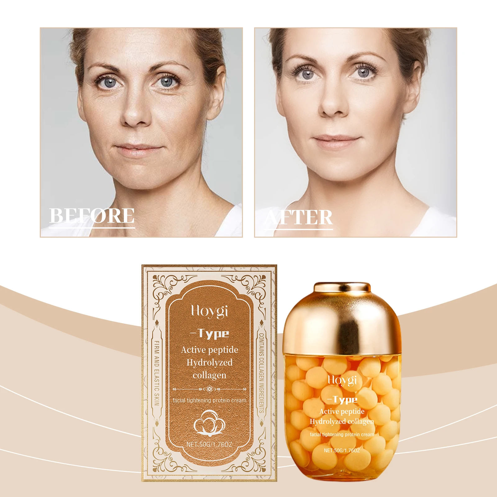 Crema rassodante al peptidico attivo e al collagene idrolizzato – Crema proteica rassodante viso antietà per pelli elastiche e giovanili – 50 g