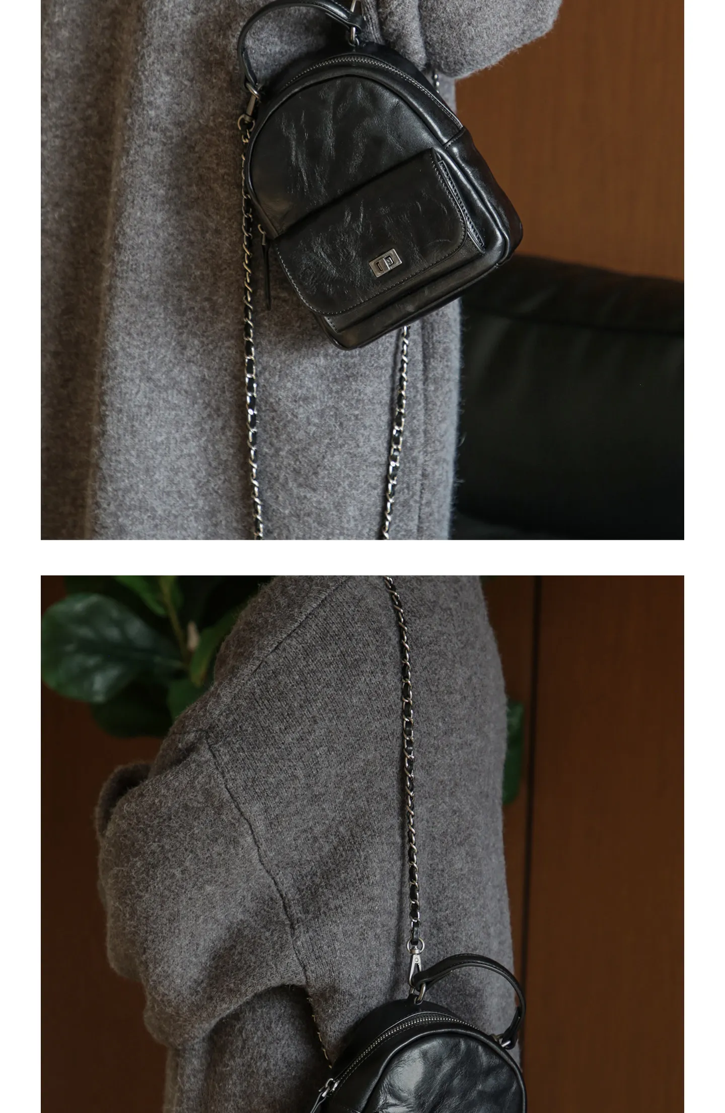 Einfacher Vintage-Luxus-Rucksack aus Rindsleder für Damen, kleine modische Organizer-Tasche, handgefertigt, hochwertige Damen-Büchertasche aus echtem Leder – Detail 9