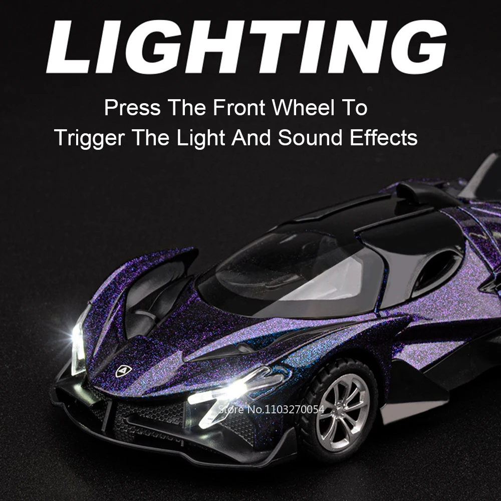 1:36 Apollo EVO 911 coche deportivo de aleación modelo fundido a presión juguete decoración puerta abierta sonido luz tirar hacia atrás coches en miniatura chico regalo de Navidad