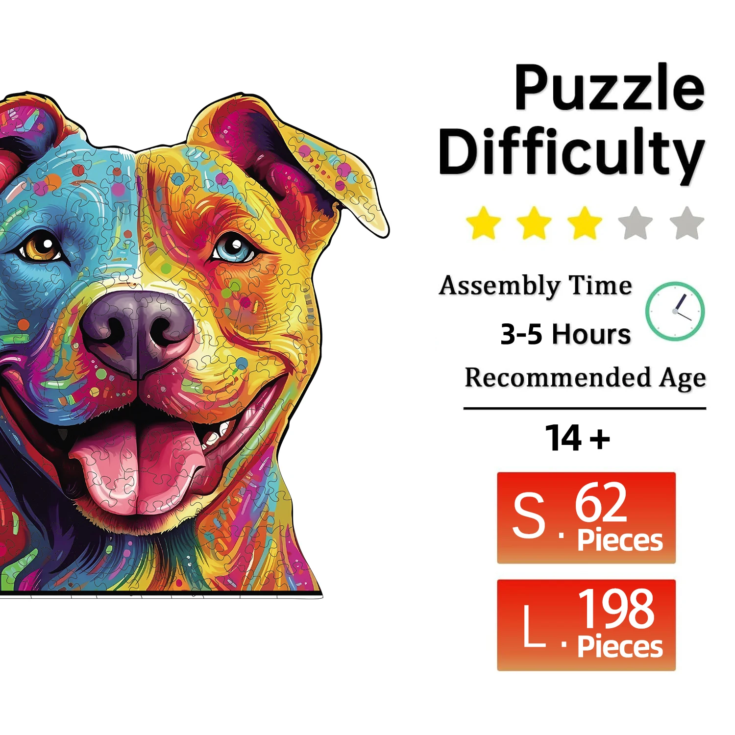 Wooden Puzzle for Adults, Colorful Dog Puzzles, Special Holiday Gifts for Friends Family Modern Art Home Decor