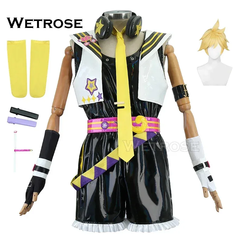 【Wetrose】 Kostum Cosplay Muse Dash Len Set Lengkap Kulit Lucu untuk Panggung dengan Wig Halloween Natal