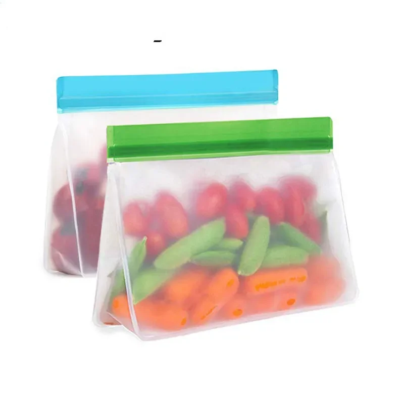 

Food Storage Silicone Bag PEVA Ziplock Bag For Food Storage Plastic Reusable Freezer Fresh-keeping Kitchen Organizer And Storage