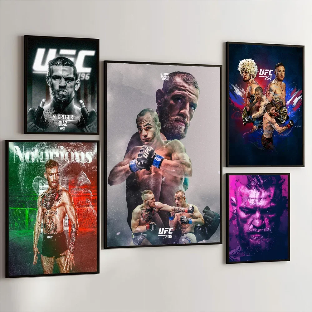 1PC Boxing Conor McGregor Professional Boxers Nate Diaz Gloss Movie Sticky Poster Retro Room Bar Cafe Art Wall Painting