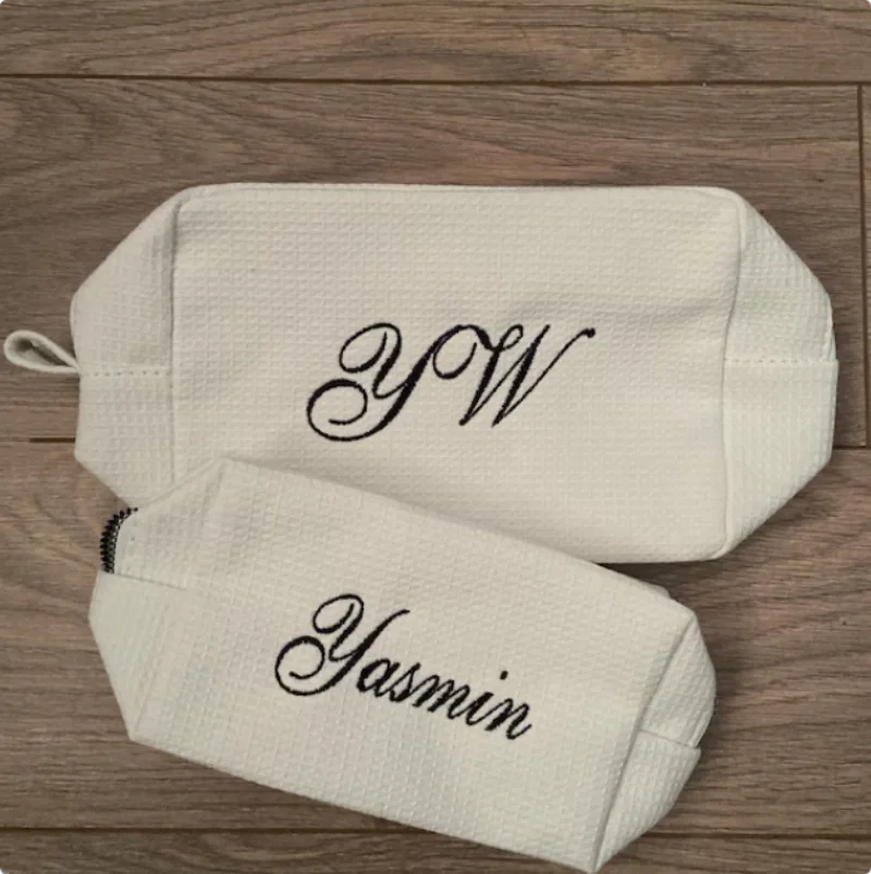 Custom Makeup Bag Gift For Girls 2026 Waffle Travel Storage Large Capacity Toilet Bag Personalized Name For Bridesmaid Presents