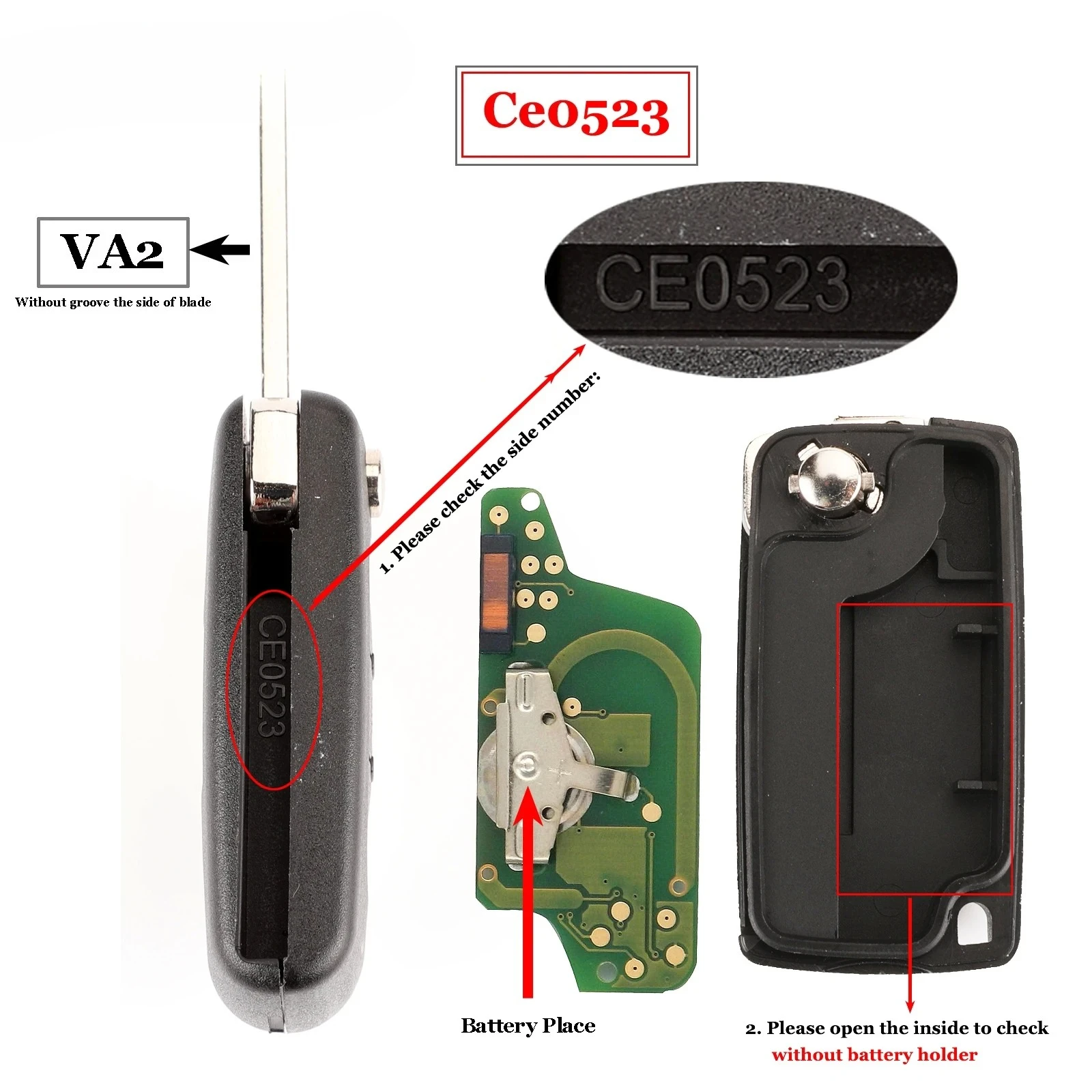 433Mhz ID46 ASK FSK Car Key For peugeot 207 307 407 208 308 408 607 Partner Remote Key 3 Buttons CE0523 Ce0536