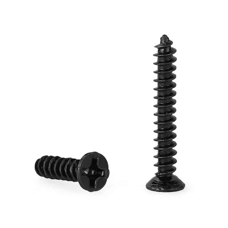 50~240PCS Mini Black Carbon Steel Phillips Screw M1 M1.2 M1.4 M1.7 M2 M2.6 M3 Phillips Countersunk Head Self Tapping Wood Screw