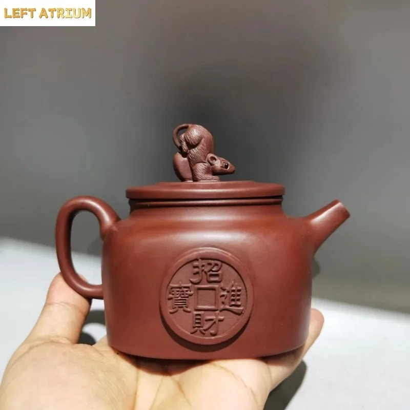 Unique Old Chinese YiXing Handcraft puyple Clay Teapot,Attract wealth and treasures, with mark, Free shipping