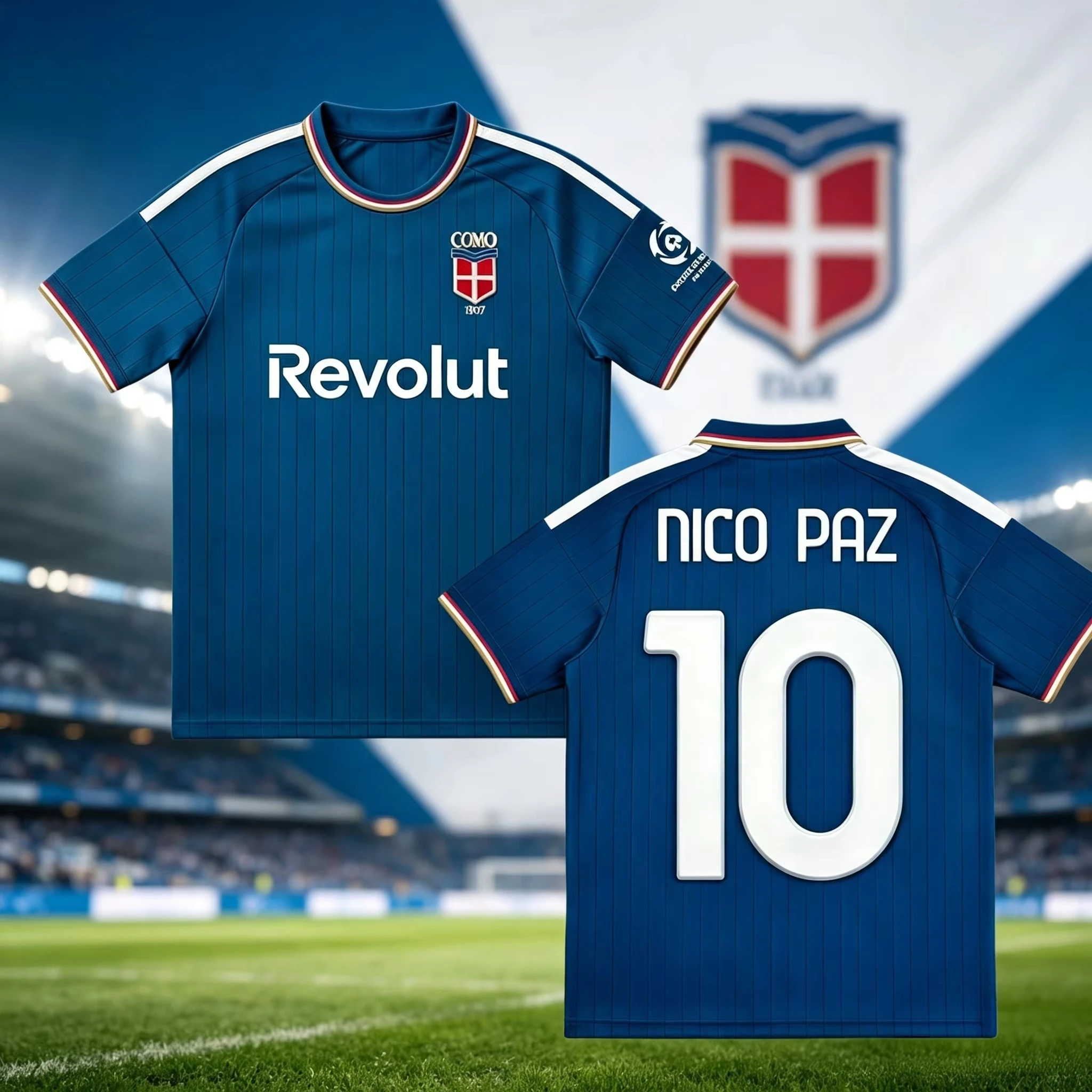 26-27 Season Como Football Jersey Shirt, Nico Paz #10 Jersey Tshirt, Men Summer Training Breathable Quick Drying Sweatshirt