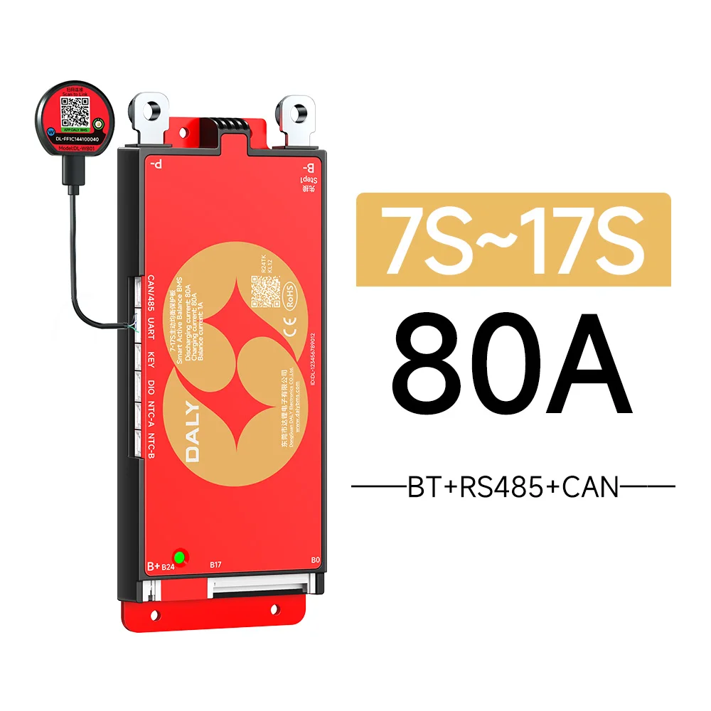 DALY BMS Smart WIFI BMS 4S 12V 8S 24V 16S 48V 80A 100A 1A Active Balancer Eingebautes Bluetooth RS485 CANBUS für Lifepo4 Li-Ion LTO