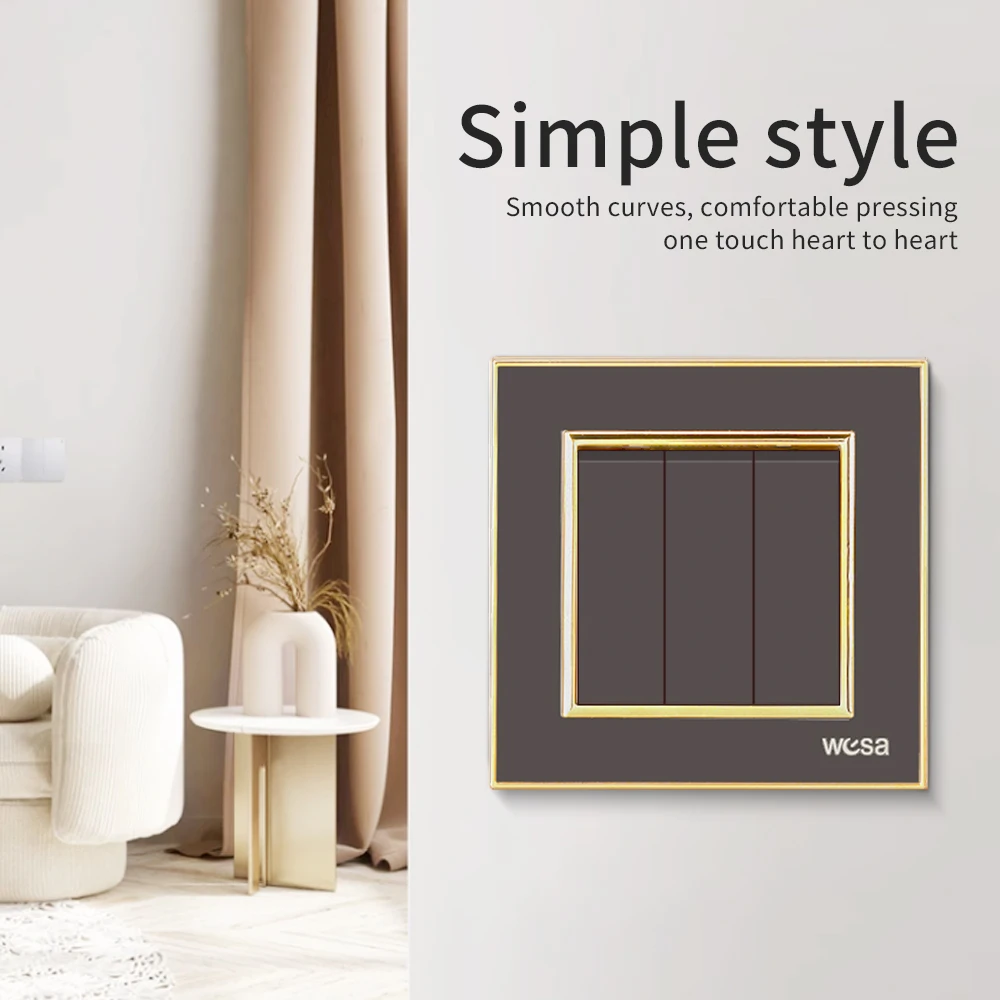 أسود 16A التيار المتناوب لوحة أكريليك الكلاسيكية زر مفتاح الإضاءة 250 فولت لهب 3 عصابة 1 طريقة تشغيل/إيقاف الجدار الروك التبديل الاتحاد الأوروبي القياسية #3