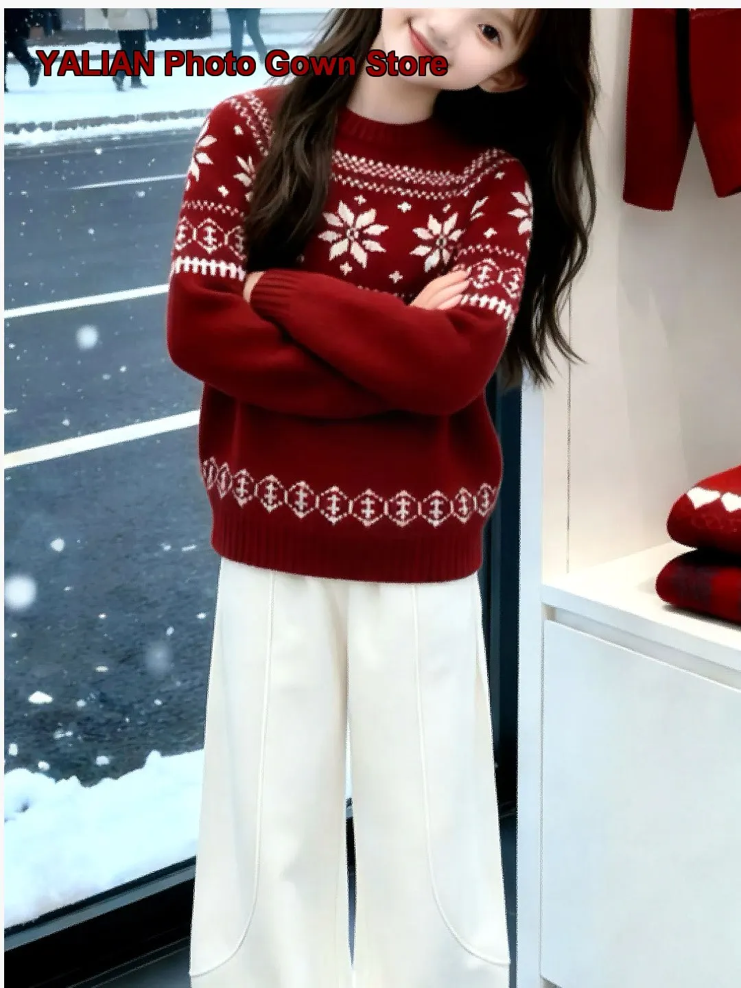 Girls Base Layer Top Winter Thickened Fleece Lined Lucky Year New Year Clothes