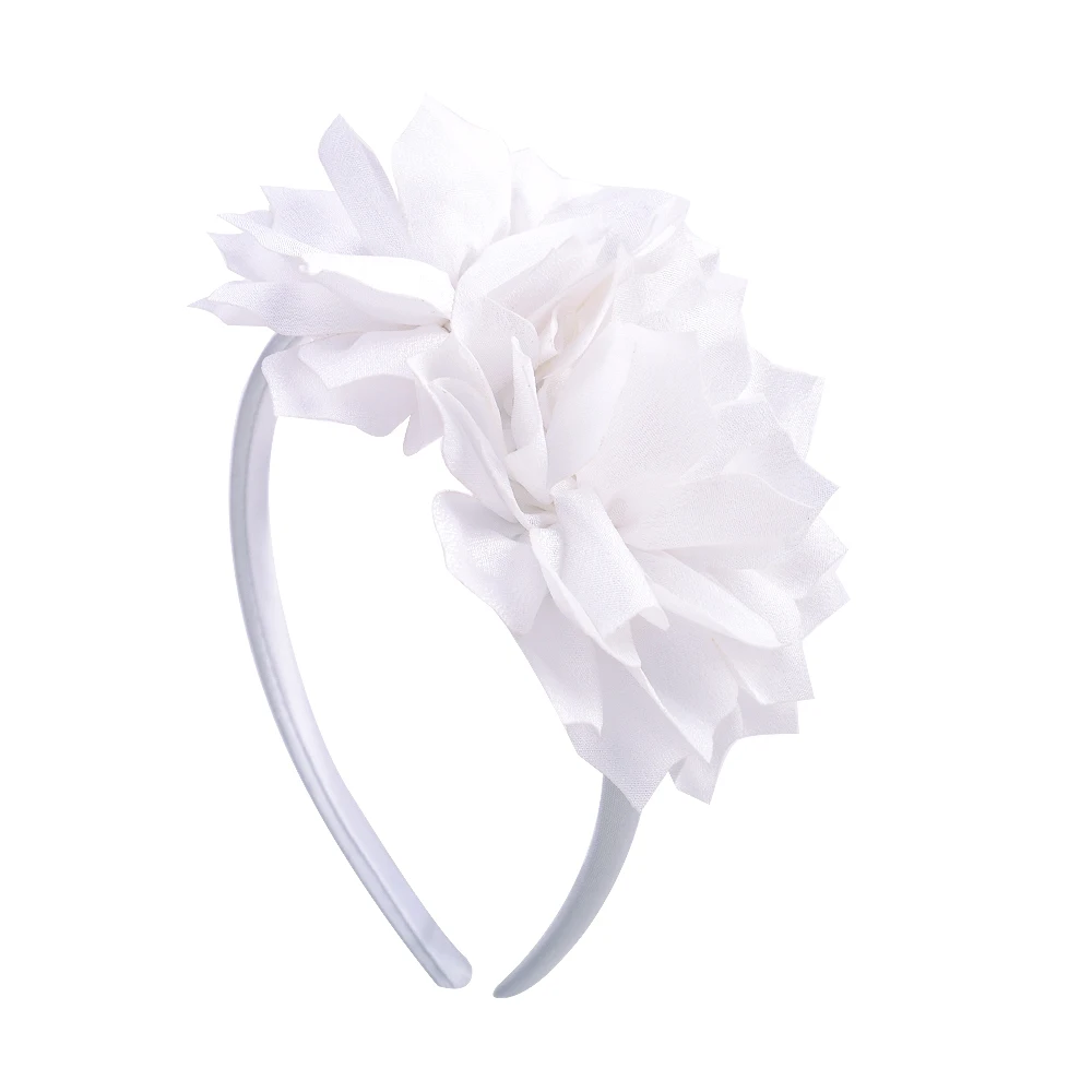 3.7 Inch  Solid Big Flower Headband Hair Band for Children Girls Bows Hair Hoop Grosgrain Ribbon Hair Accessories NEW Handmade