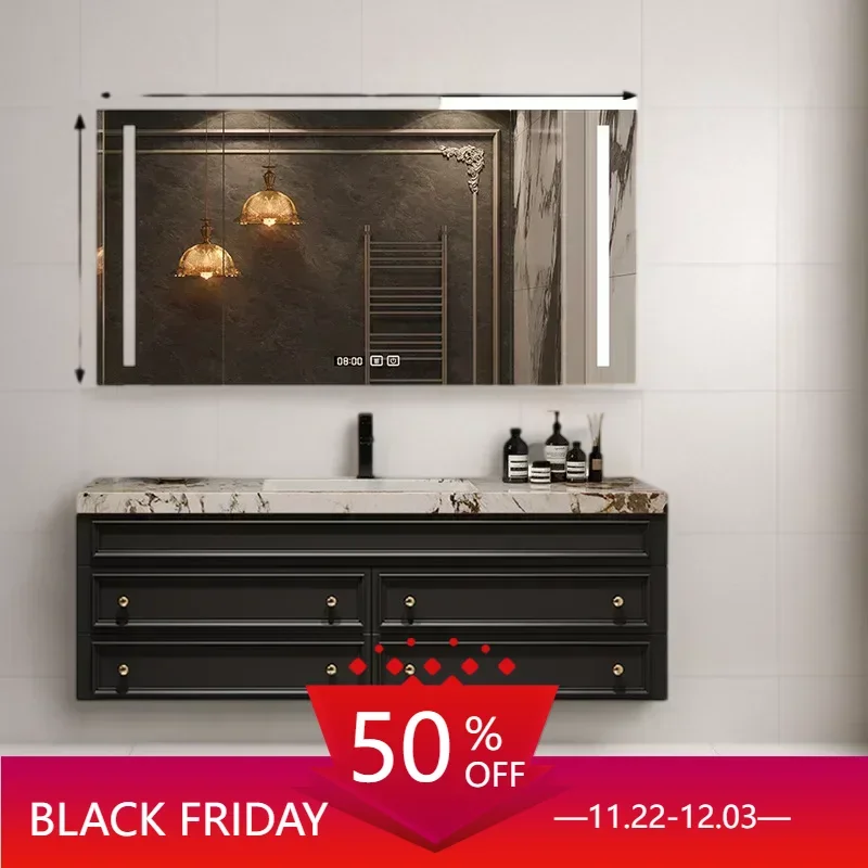 Modern Bathroom Vanity Solid Wood Boards Smart Home Improvement Furniture Fixture Bathroom Cabinets Vanities Cabinet with Sink