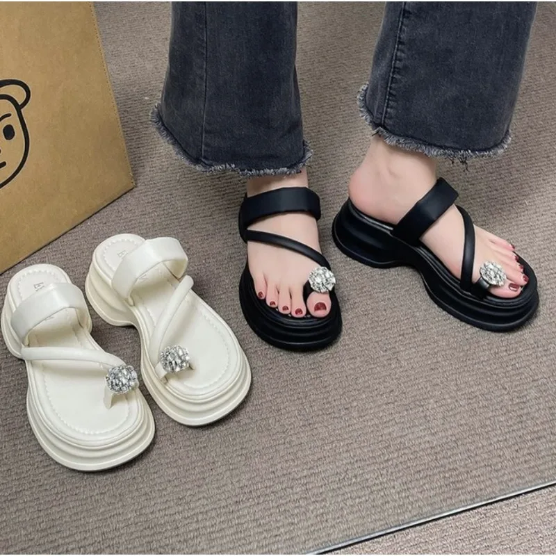 Thick Soled Slippers Women Summer Sandal 2026Women's Sponge Cake Casual Flip Flops Fashion Vacation Outdoor Beach Platform Shoes