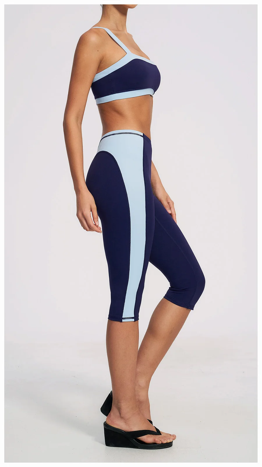Yoga-Set 2-teilig Workout-Outfit Damen Trainingsanzüge Fitness-Weste Kurze Sporthose Ärmellose Capri-Hose Sportbekleidung Sport-BH Kleidung – Detail 9