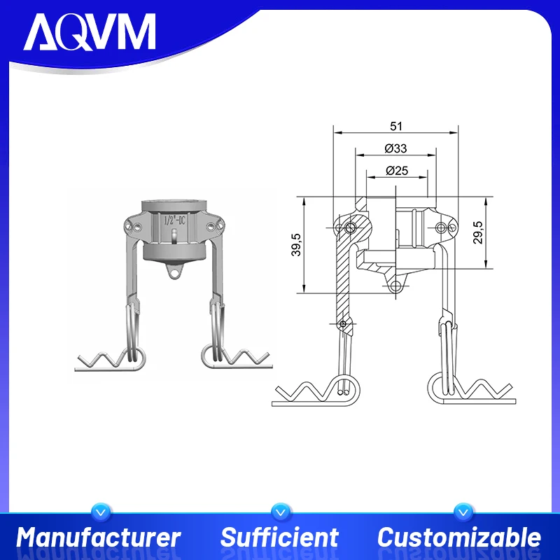 Camlock Type DC DN15 1/2 Inch 304SS End Cap Plug Quick Release Seal Hydraulic Hose Pump Closure Industrial Fittings