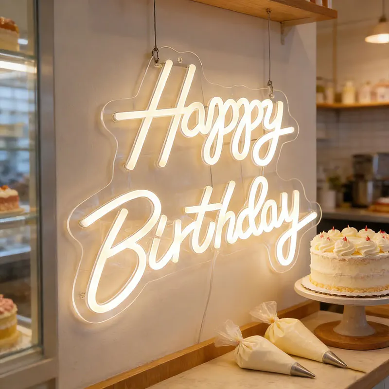 

Happy Birthday Neon Sign Neon LED Happy Birthday Sign For Party Wall Decor Wall Neon Sign Birthday Party Supplies USB-powered