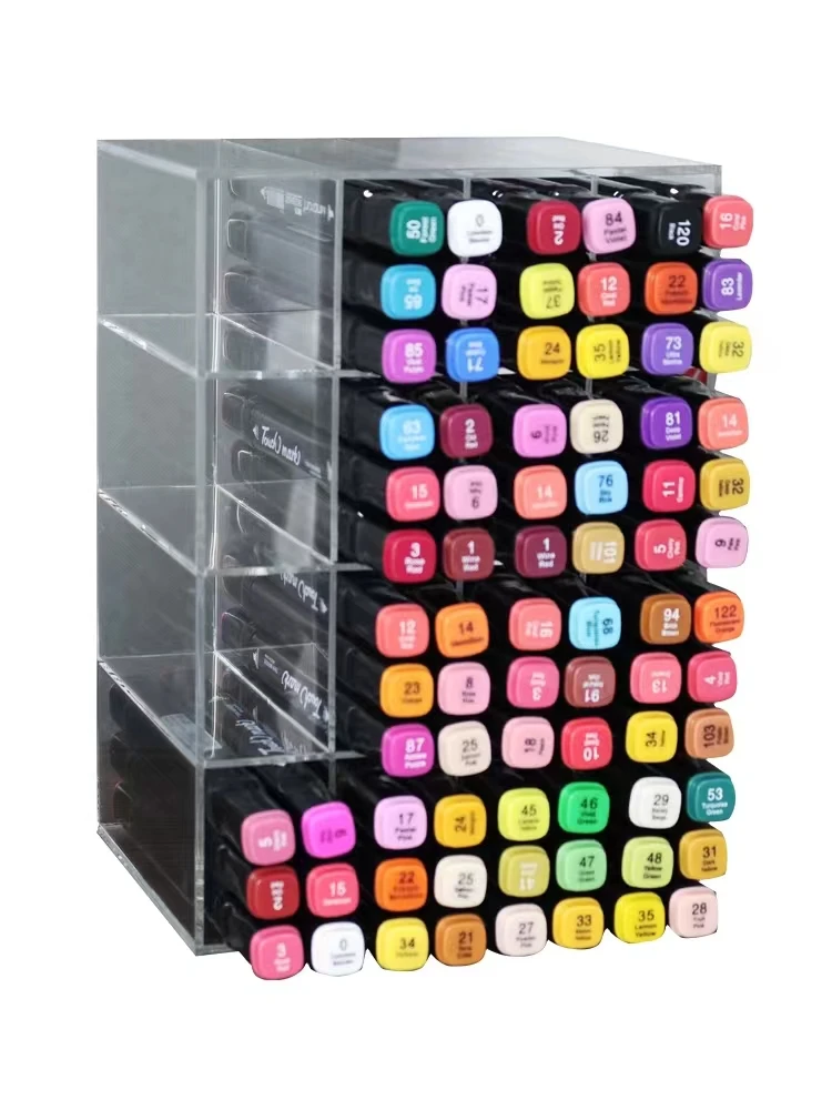 Acrylic Transparent Marker Holder Stationery Storage Box Pen Pencil Desk Marker Organizer Office School Supplies Storage Shelf