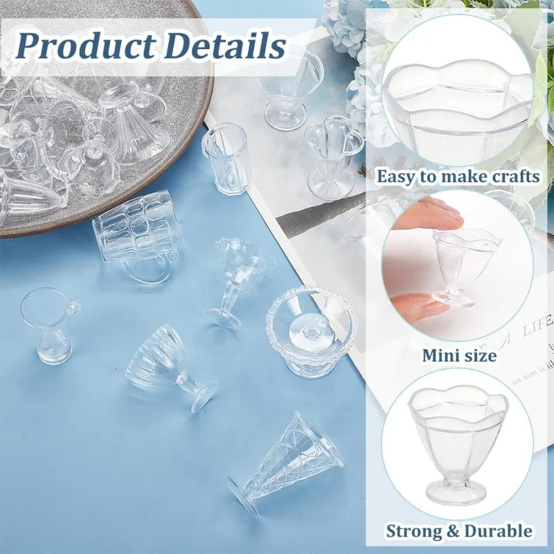 24 قطعة أكواب صغيرة المفاتيح عدة مصغرة محاكاة البلاستيك الراتنج كوب دمية مصغرة أدوات المائدة قلادة سحر DIY بها بنفسك المفاتيح #4