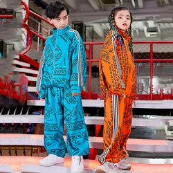 Hiphop Street Clothes stage  Catwalk Performance Girls Boys Fashion Kids Cool Jazz Dance Suit Children Handsome jacket Top Pants