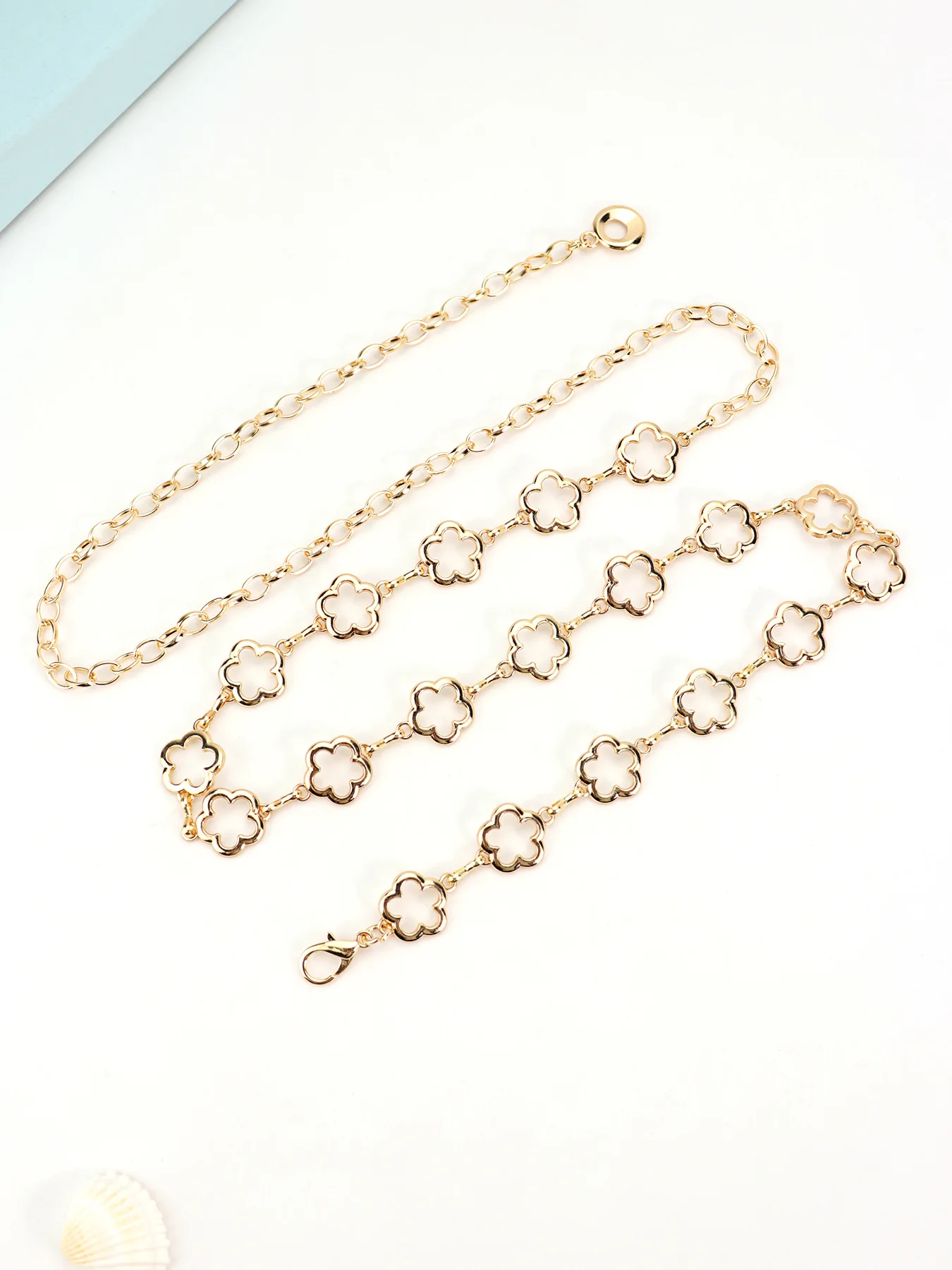 Metall-Blumen-Taillenkette für Damen, Modischer Gürtel, Dekorative Kette, Taillenbetonter Gürtel für Kleider, Ganzjahres-Accessoire – Detail 4