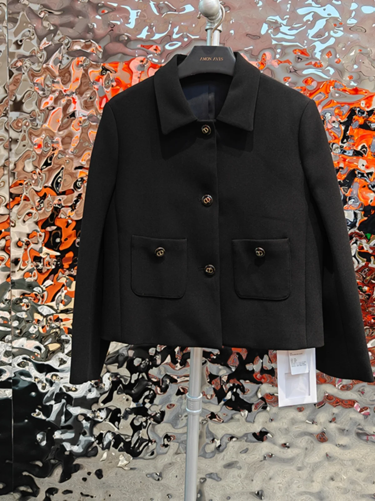 

Ele Early Spring Silk Woolen Suit Jaet Women's Premium Quali Single Buttoned ort Outerwear Korean Sle Slim Fit