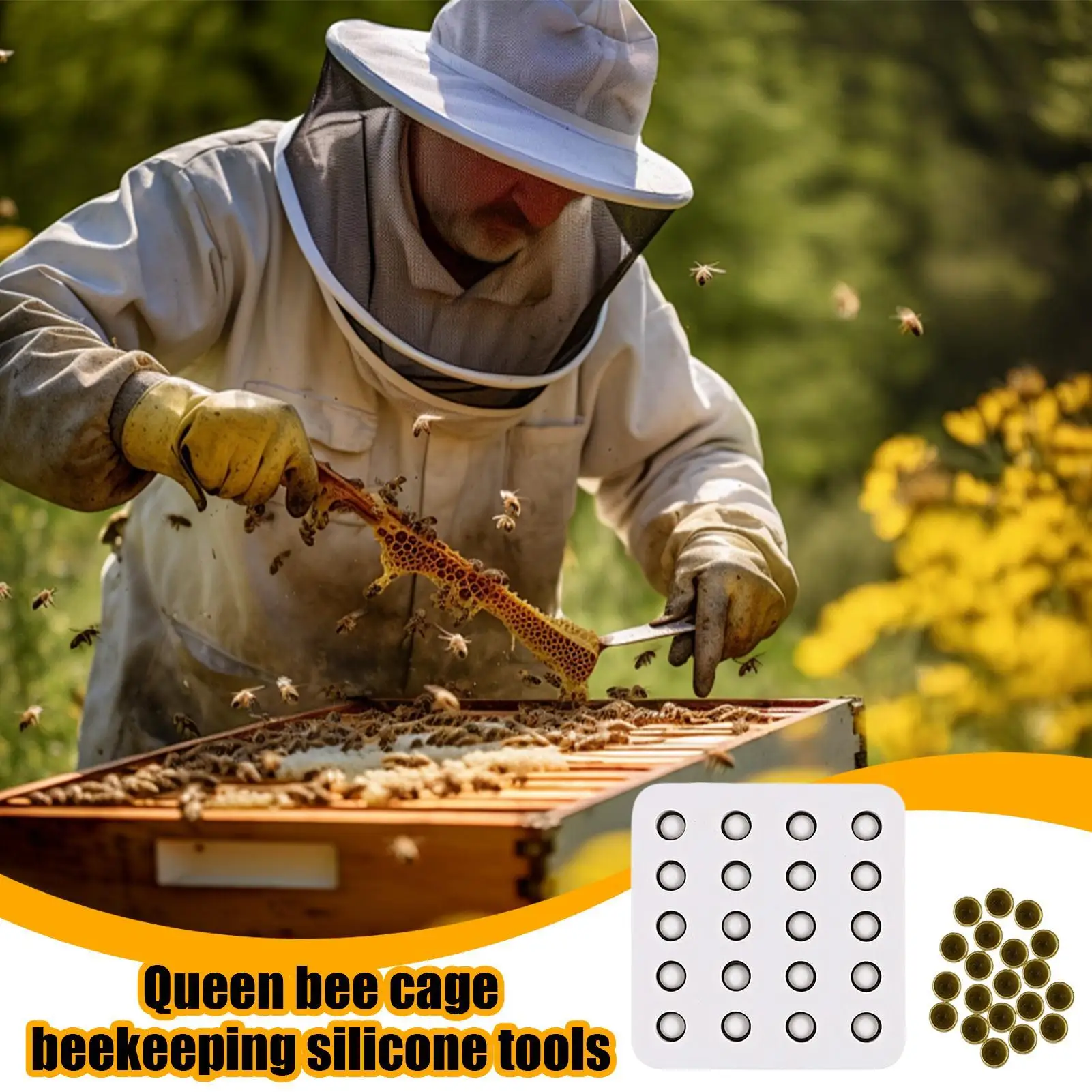 Bee Grafting Mold 20 Hole Bee Grafting Cage Heat Resistant Non Stick Stabilization Manual Beekeeping Tools For Hobbyist Beginner