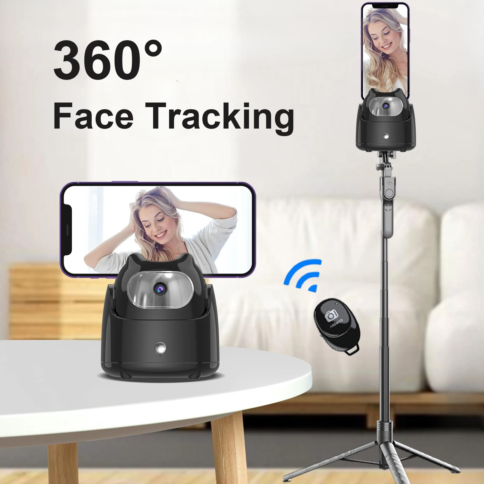 

Desktop 360°Rotation Auto Face Tracking Gimbals Stabilizer with Gesture Control for Tablet PC Mobile Smartphone iPad iPhone