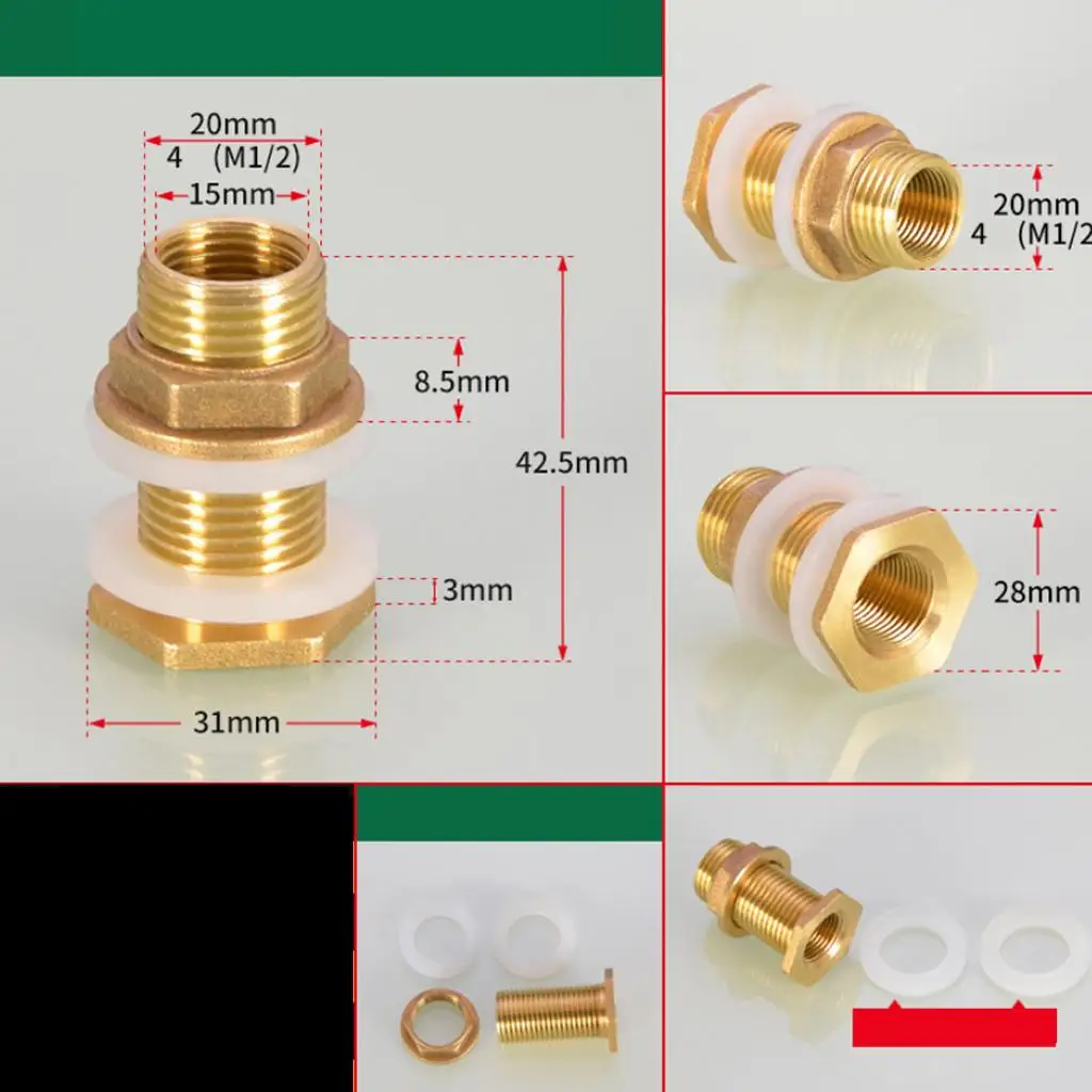 Brass Tank Joint DN15 DN20 DN25 Water Tower Brass Connector Leakproof Male Adapter for Pipelines