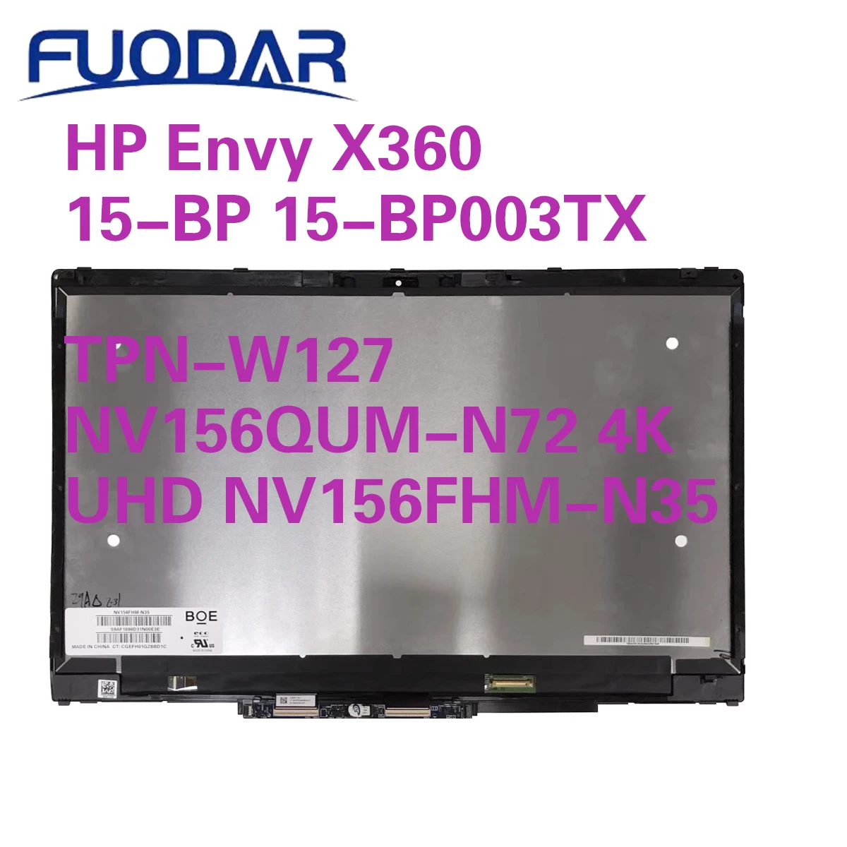 

15.6''Laptop Lcd Touch Screen Digitizer Assembly For HP Envy X360 15-BP 15-BP003TX TPN-W127 NV156QUM-N72 4K UHD NV156FHM-N35 FHD