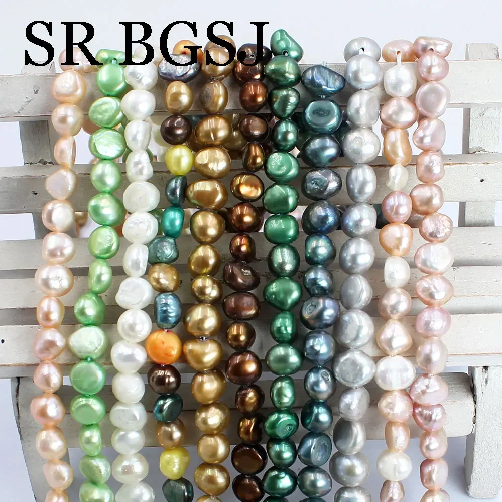 6-7mm Multicolor Small Natural Pearl Freshwater White Potato Baroque Pearls Beads for DIY Jewelry Craft Bracelet Necklaces 14\