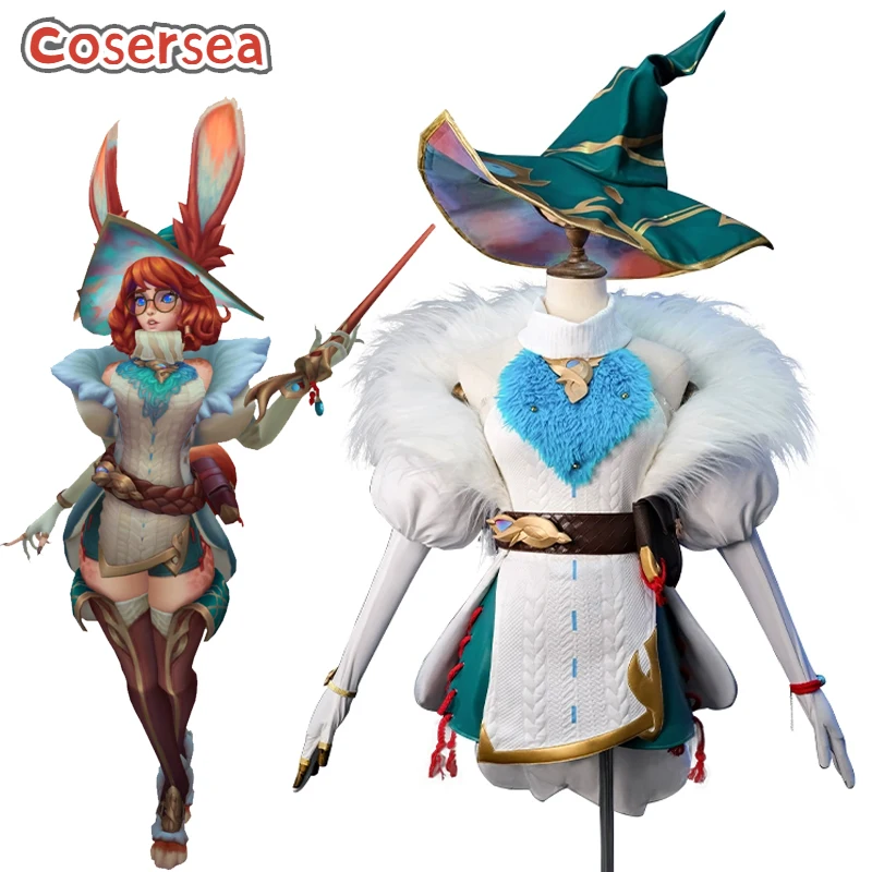 Cosersea Aurora Cosplay Costume With Hat New Skin Game LOL Champion Aurora Cosplay Costume Uniform Halloween Cos Outfit Fullset