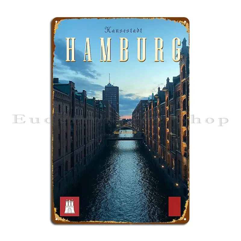 Hamburg City Metal Sign Poster Living Room Party Designs Bar Cave Retro Tin Sign Poster