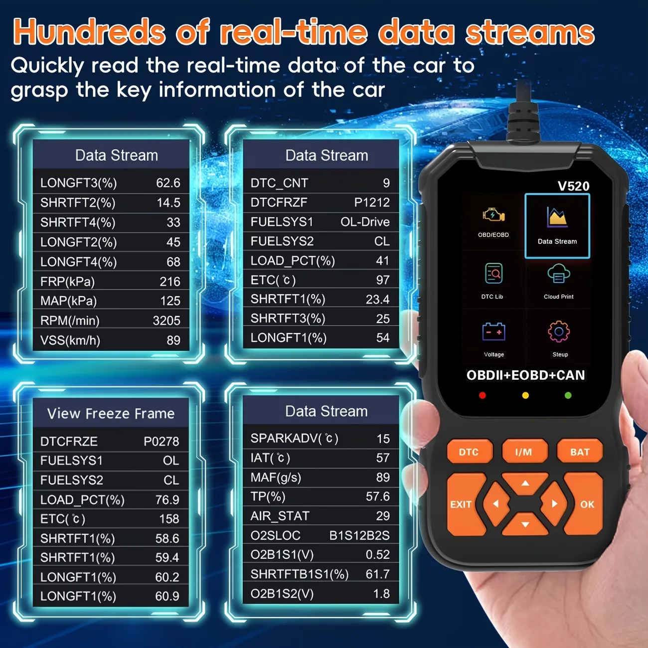 V520 Professional OBD2 Scanner Auto Check Engine Diagnostic Tool for Cars Check Engine Light Code Reader Scanner