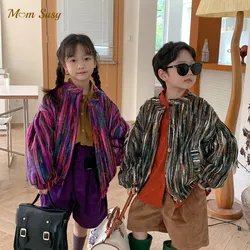 Fashion Baby Girl Boy Cotton Baseball Jacket Striped Infant Toddler Bomber Coat Autumn Spring Child Outwear Baby Clothes 1-10Y