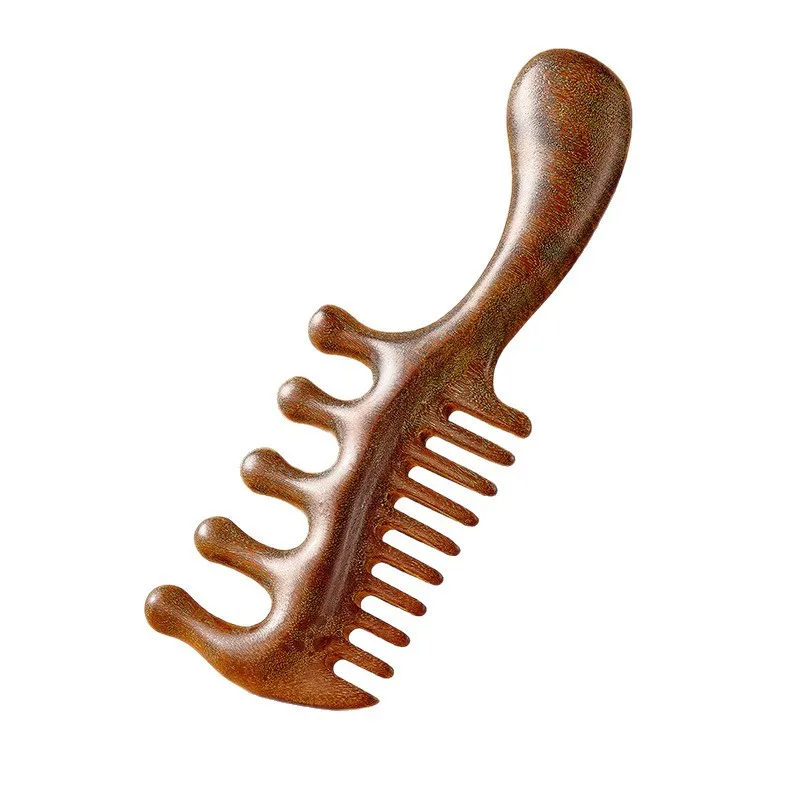 Multifunctional Sandalwood Meridian massage Comb for Women Wide Toothed Wooden Comb Thick Thin Double Toothed