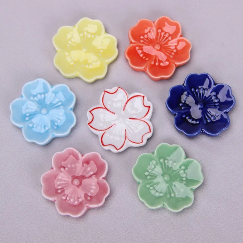 Creative Cute Cartoon Ceramic Cherry Blossom Chopstick Rest Multicolor Pen Holder Table Home Decor Craft Unique Birthday Gift