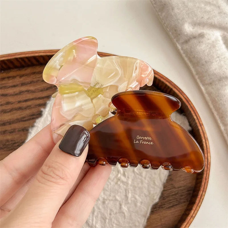 Klip Cakar Rambut Asetat Klem Rambut Kepiting Sedang Jepit Rambut Ekor Kuda Akrilik Wanita Anak Perempuan Aksesori Rambut Mode