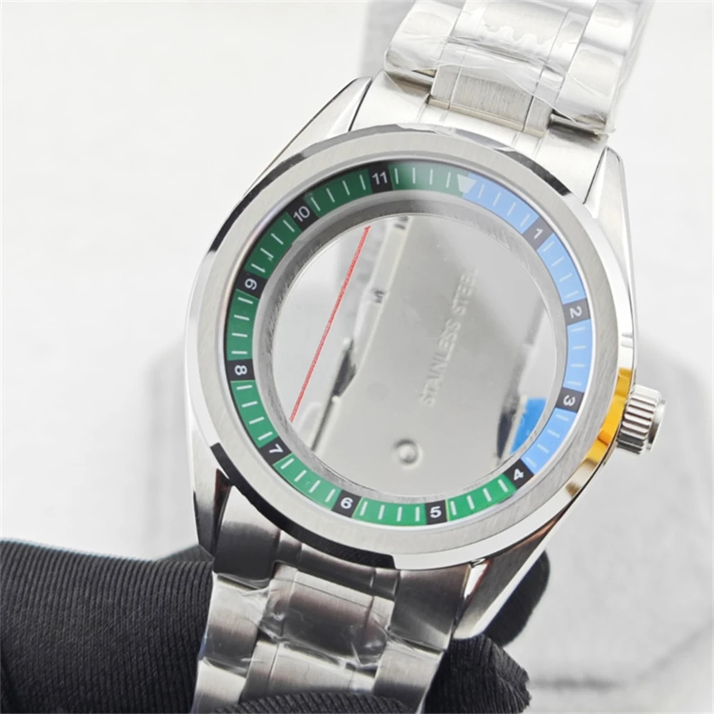 39.5MM Mechanical Watch Case Sapphire Glass Steel Bracelet DIY Diving Watch Parts for NH38 NH35 NH36 NH34 4R35 4R36 6R35 6R36