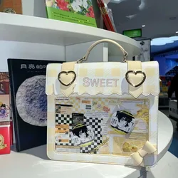 3way Ita Bag Sweet Japanese PU Backpacks for Teenage Girls 2024 Transparent Lolita Handbag Summer PU Display Crossbody Bags