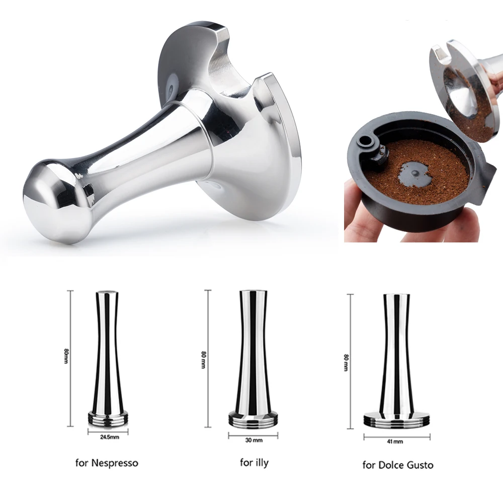 

304 Stainless Steel Coffee Tamper for Reusable Capsule Compatible with Nepresso/Dolce Gusto/Vertuoline/illy Coffee Pod