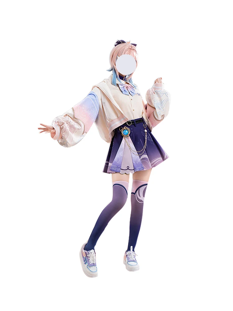 

Anime Game Genshin Impact Cosplay Costumes Sangonomiya Kokomi Doujin JK Skirt Girl Fashion Jacket Shirt Headgear Halloween Prop