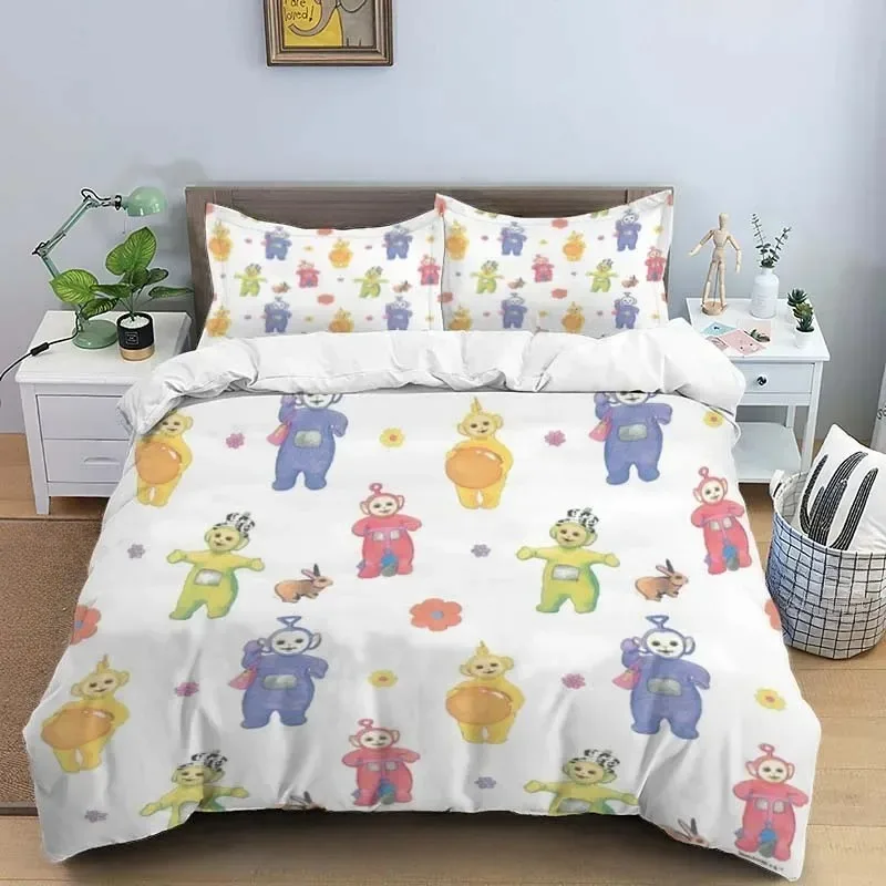 Cartoon Teletubbies Bedding Set 3D Printing Duvet Cover Pillowcase Kids Babys Bedroom Double Queen King Quilt Bed Set